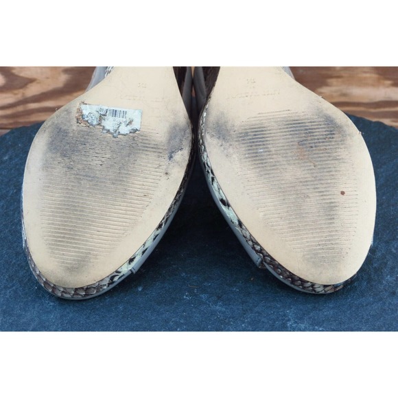 Ann Taylor Sz 7 M Brown Open Toe Wedge Synthetic - Picture 6 of 7